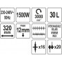 Електрически скарификатор FLO, 1500 W, 320 мм