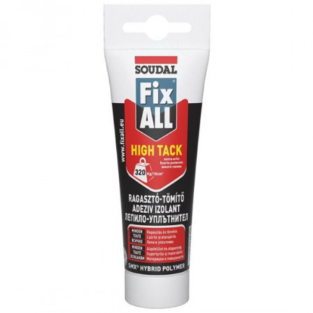 Универсално лепило - уплътнител SOUDAL, FIX ALL High Tack, бял, 125 ml