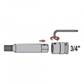 Комплект ударни вложки YATO, TX многостен, 3/4", 6 части