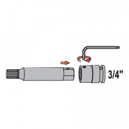 Комплект ударни вложки YATO, TX многостен, 3/4", 6 части