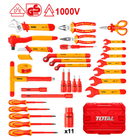 Комплект изолирани инструменти VDE, TOTAL Industrial, куфар, 41 части