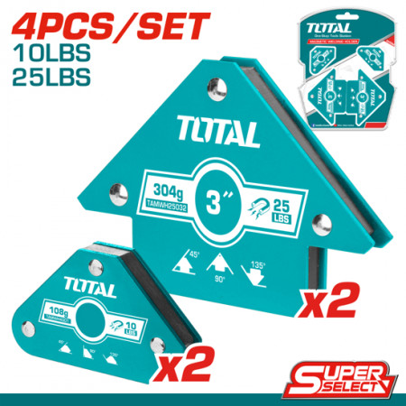 Комплект магнити ъгли за закрепване TOTAL, 4 броя
