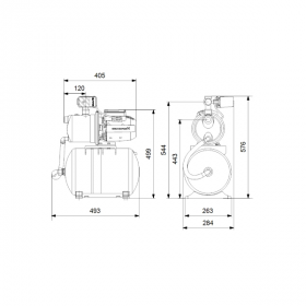 Хидрофорна система Grundfos JP 4-47 PT-H BBVP с мембранен съд 20 л