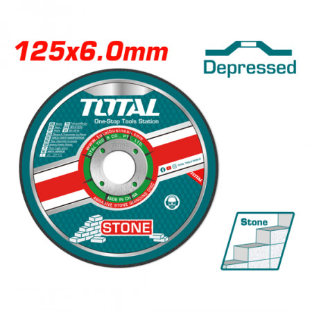 Диск за шлайфане на камък TOTAL INDUSTRIAL, изпъкнал, Ф 125 x 6 x 22.2 мм