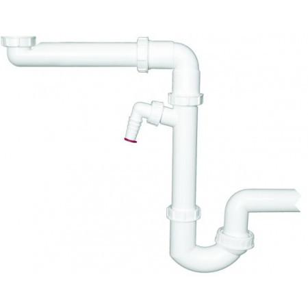 Сифон за кухненска мивка DN40х6/4", спестяващ място, отточна тръба на шарнирна връзка, допълнителен вход за пералня (съдомиячна)