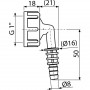 Щуцер 1″ Ф8-16мм ALCADRAIN P0049-ND