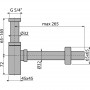 Сифон за мивка месинг бутилков 11/4″ DN32мм розетка, хром ALCADRAIN DESIGN A401