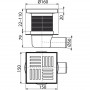 Подов сифон със странично оттичане ф50мм H101-189мм воден затвор, пластмасова решетка 150х150мм ALCADRAIN APV5211