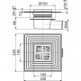 Подов сифон със странично оттичане с яка за хидроизолация ф50мм H90-113мм суха клапа, неръждаема решетка 105х105мм ALCADRAIN APV
