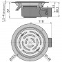 Подов сифон със странично оттичане с фланец ф50мм H87мм воден затвор, неръждаема решетка ф148мм ALCADRAIN APV3513