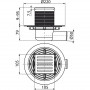 Подов сифон със странично оттичане с фланец ф50мм H88-95мм воден затвор, дизайнерска неръждаема решетка 105х105мм ALCADRAIN APV1