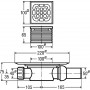 Подов сифон ф50мм със странично оттичане и доп. вход ф40мм, решетка за вграждане на плочка/настилка 100х100мм и воден затвор VIE