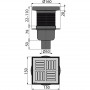 Подов сифон с долно оттичане ф50мм H151-239мм воден затвор, неръждаема решетка 150х150мм ALCADRAIN APV6411