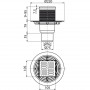 Подов сифон с долно оттичане с фланец ф75/50мм H144-230мм воден затвор, неръждаема решетка 105х105мм ALCADRAIN APV2311