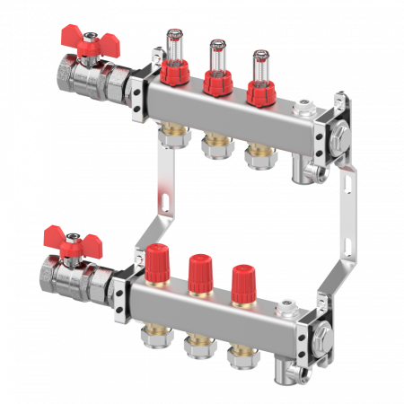 Комплект колектори от неръждаема стомана за подово отопление DANFOSS