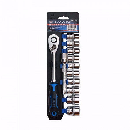 Комплект тресчотка и вложки LICOTA, 60T, 1/2", SW10 - SW24, 12 части