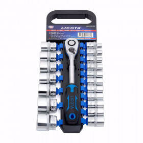 Комплект тресчотка и вложки LICOTA, 60T, 1/2", Super Lock, 8 - 32 мм, 19 части