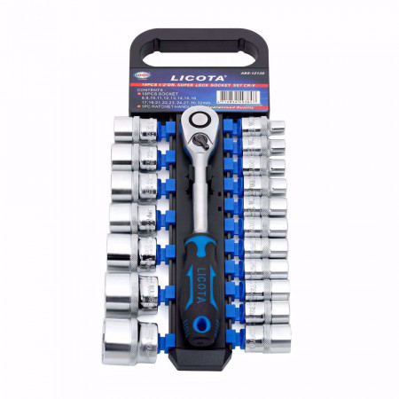 Комплект тресчотка и вложки LICOTA, 60T, 1/2", Super Lock, 8 - 32 мм, 19 части