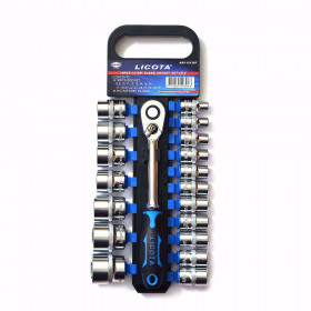 Комплект тресчотка и вложки, LICOTA, CR-V, 60T, 1/2" 8 - 32 мм, 19 части