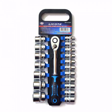 Комплект тресчотка и вложки, LICOTA, CR-V, 60T, 1/2" 8 - 32 мм, 19 части