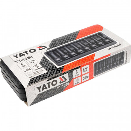 Комплект ударни вложки YATO, TORX Ribe, 1/2", 8 части