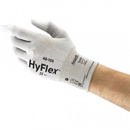 Ръкавици ANSELL, HyFlex 48-135, полиуретан, бяло - сиво
