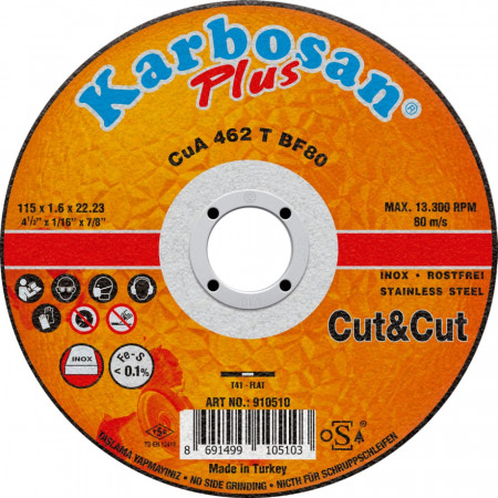 Диск за рязане на INOX, KARBOSAN CuA462T