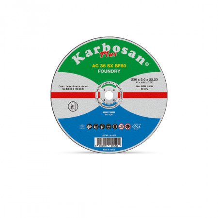 Диск за рязане на чугун KARBOSAN AC36SX, Ø 230 x 3 x 22.23 mm