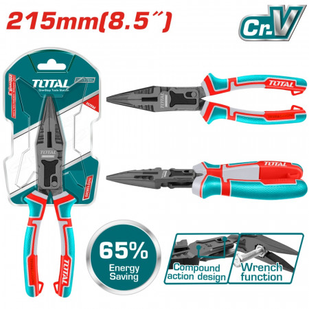 Клещи тип "човки" удължени, усилени TOTAL INDUSTRIAL, 215 мм
