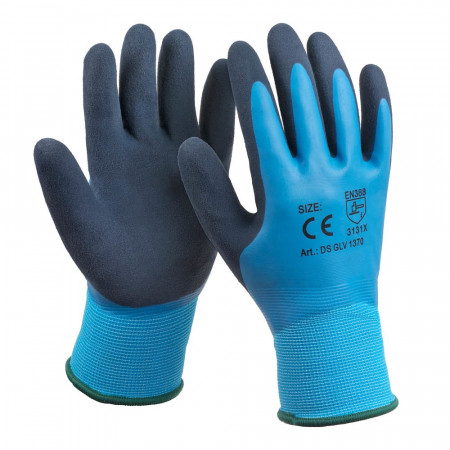 Работни ръкавици, полиестер, латекс, сини