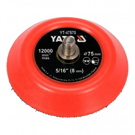 Подложка за фибър диск YATO, Ø 75 mm, 5/16"(8 mm)