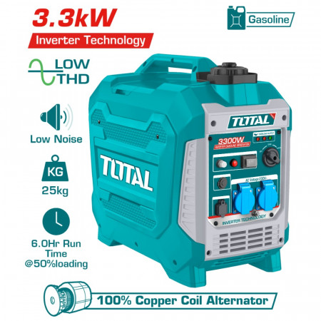 Инверторен бензинов генератор TOTAL INDUSTRIAL, 3.3 kW