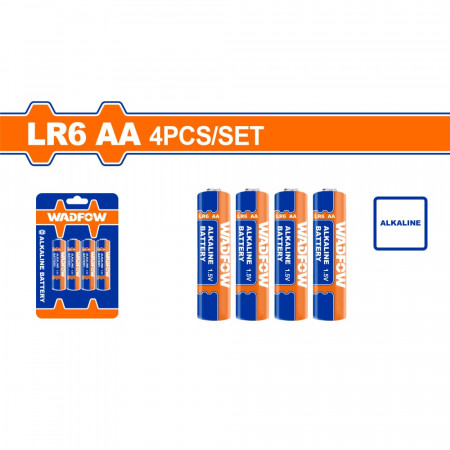 Алкална батерия WADFOW, AA, 1.5 V, 4 броя