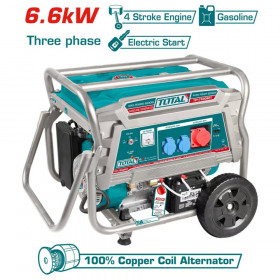 Бензинов трифазен генератор с дръжка и колела TOTAL INDUSTRIAL, 6.6 kw