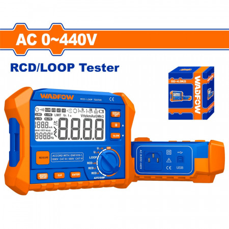 Тестер за земно съпротивление WADFOW, 0-440 V, RCD/LOOP tester