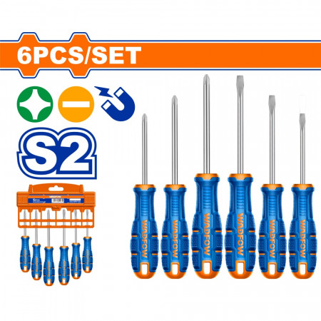 Комплект отвертки, намагнетизирани WADFOW, S2, SL, PH, 6 части