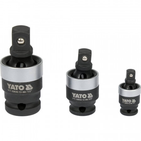 Комплект ударни кардани YATO, CrMo, 1/4", 3/8", 1/2"