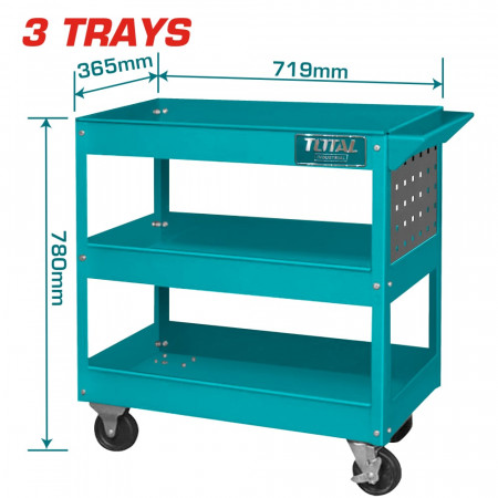 Количка за инструменти TOTAL INDUSTRIAL, 3 рафта, празна