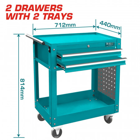 Количка за инструменти TOTAL INDUSTRIAL, 2 чекмеджета, празна