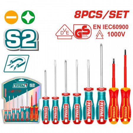 Комплект отвертки TOTAL INDUSTRIAL, VDE 1000V, 8 части