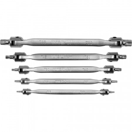 Комплект шарнирни двустранни ключове YATO, TORX, TX15 - TX60, 5 броя