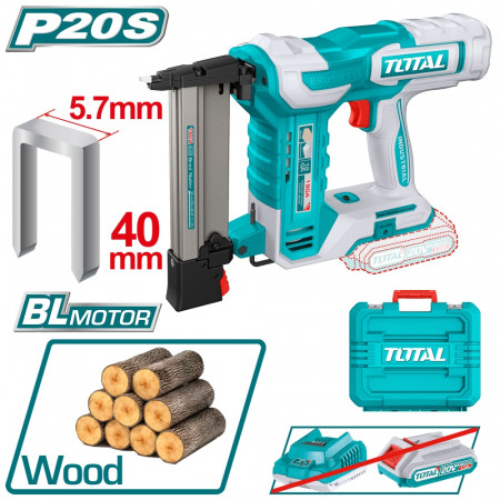 Акумулаторен такер за скоби TOTAL INDUSTRIAL, 20 V, 40 мм, без батерия