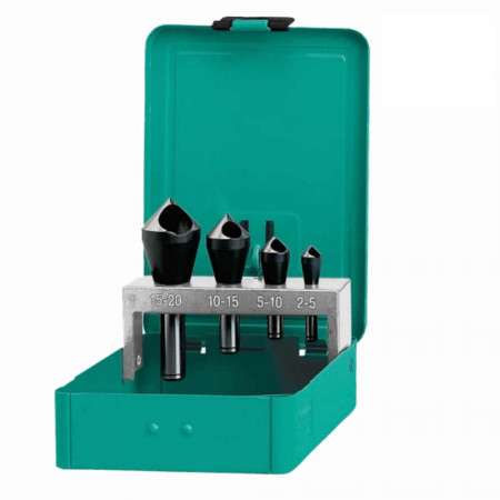 Комплект зенкери HELLER, HSS, 90°, 2-20 мм, 4 броя + паста