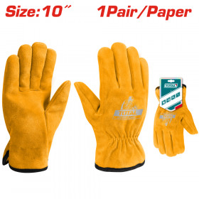 Работни ръкавици TOTAL, телешка кожа, 25 см