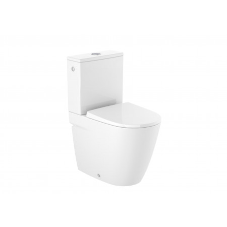 Tоалетна чиния, двойно оттичане, долепена до стената, Compact, Rimless-Supraglaze