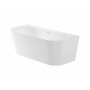 Долепена до стената вана от Stonex®, включва click-clack клапа и сифон-Black / White