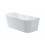 Долепена до стената вана от Stonex®, включва click-clack клапа и сифон-Black / White