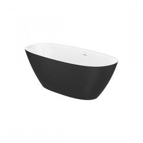 Овална свободностояща вана от Stonex®. Включва click-clack клапа и сифон.-Black / White