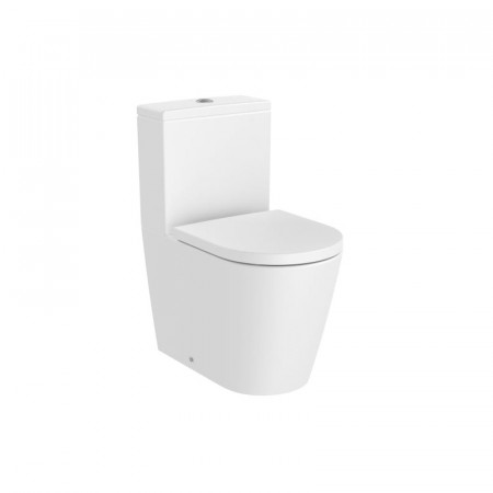 ROUND - тоалетна чиния за моноблок, долепена до стената, с двойно оттичане, Rimless-Matt White