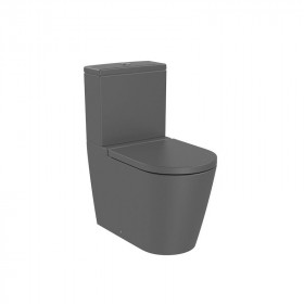 ROUND - тоалетна чиния за моноблок, долепена до стената, с двойно оттичане, Rimless-Onyx